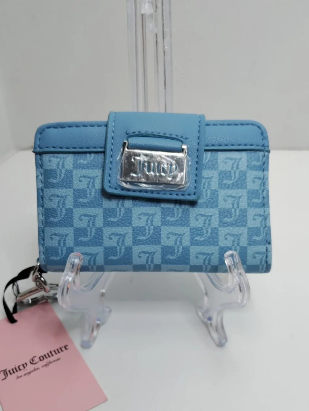 Juicy Couture Light Blue Monogram Wallet - Compact Card Holder